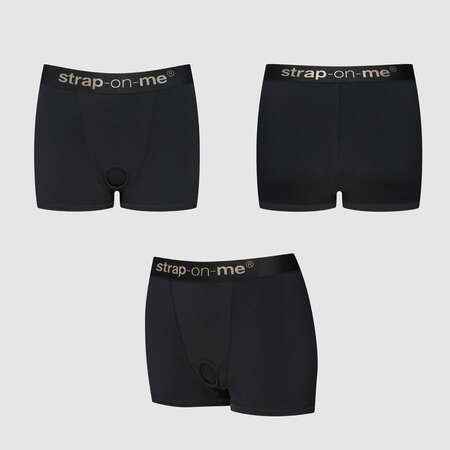 Черные трусики-боксеры для фиксации насадок Strap-on-me Harness Lingerie Allure - size S